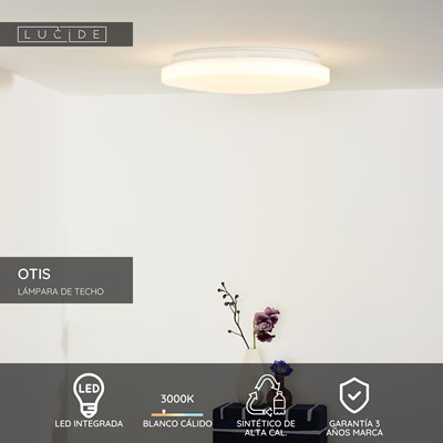 Lucide OTIS - Lámpara de techo - Ø 34 cm - LED - 1x24W 3000K - Ópalo